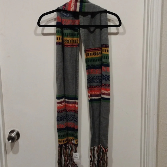 NWT Nordstrom Rack Wool Blend Multicolor Stripe Scarf w/Fringe -Boho Festival - Picture 6 of 7